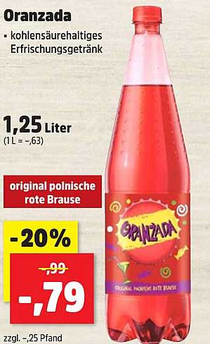 Oranzada - Kohlen säurehaltiges Erfrischungs getränk 1,25 Liter