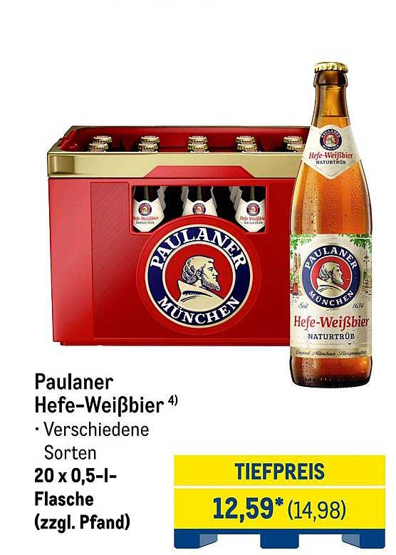 Paulaner Hefe-Weißbier 20 x 0,5-l-Flasche