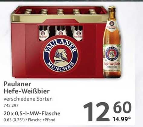 Paulaner Hefe-Weißbier – 20 x 0,5 l-MW-Flasche