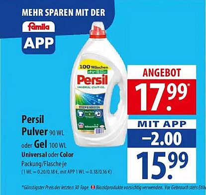Persil Pulver 90 WL oder Gel 100 WL - Universal oder Color