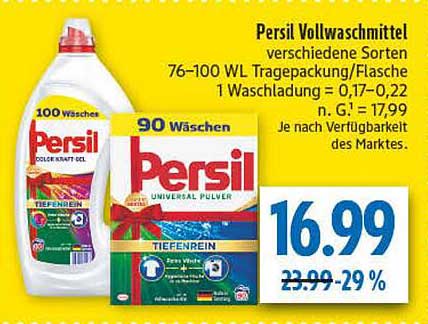 Persil Vollwaschmittel verschiedene Sorten 76-100 WL Tragepackung/Flasche