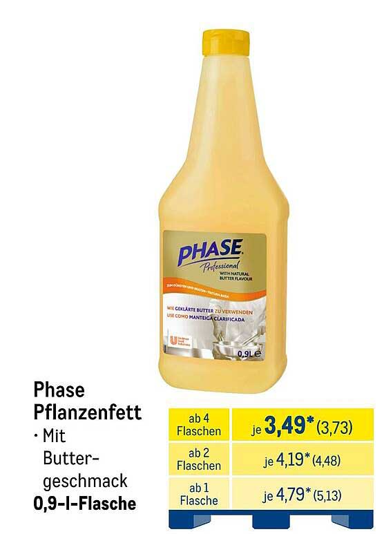 Phase Pflanzenfett 0,9 l - Mit Buttergeschmack