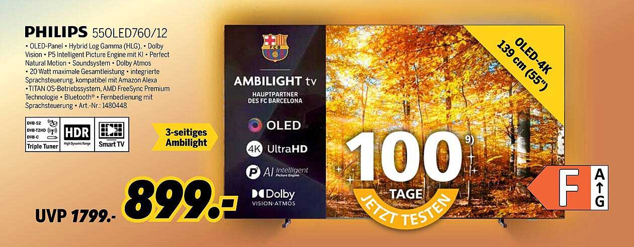 PHILIPS 550LED760/12 – OLED 4K Fernseher 139 cm (55")