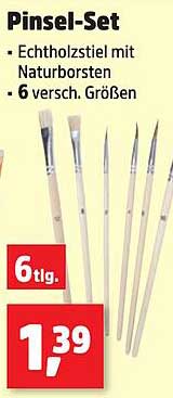 Pinsels-Set 6 tlg. mit Echtholzstiel und Naturborsten