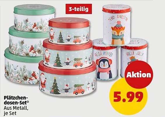 Plätzchendosen-Set aus Metall, 3-teilig