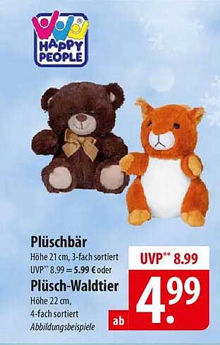 Plüschbär und Plüsch-Waldtier von Happy People