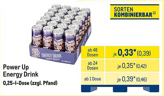 Power Up Energy Drink 0,25 I-Dose (zzgl. Pfand)