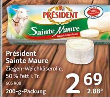 Président Sainte Maure Ziegen-Weichkäserolle, 50 % Fett i. Tr.