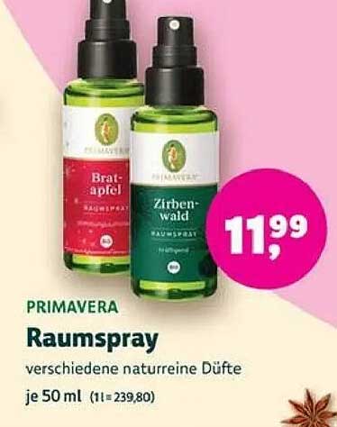 PRIMAVERA Raumspray - verschiedene naturale Düfte je 50 ml