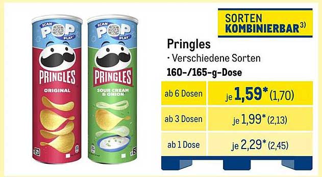 Pringles – Verschiedene Sorten 160-/165-g-Dose