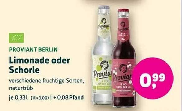 PROVIANT BERLIN Limonade oder Schorle