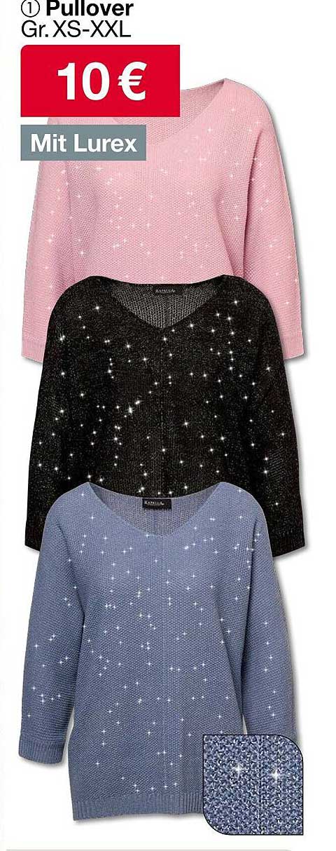 Pullover Gr. XS-XXL mit Lurex für 5,49 € (statt 10 €)