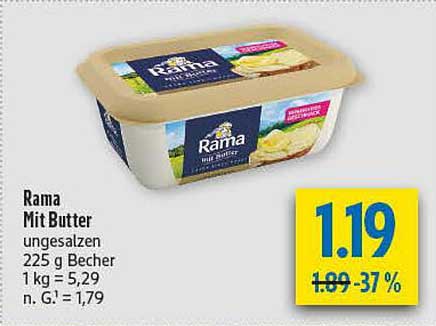 Rama Mit Butter 225 g Becher