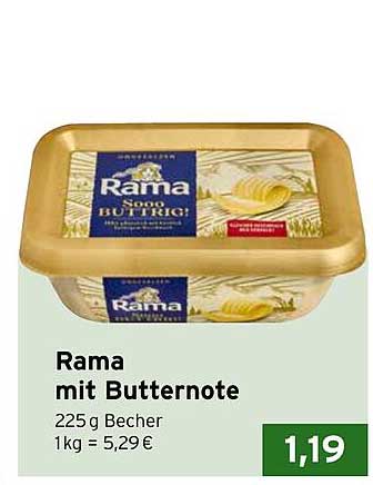 Rama mit Butternote 225 g Becher