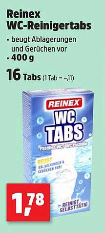 Reinex WC-Reiniger Tabs – 16 Tabs für hygienische Sauberkeit
