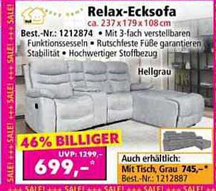 Relax-Ecksofa in Hellgrau