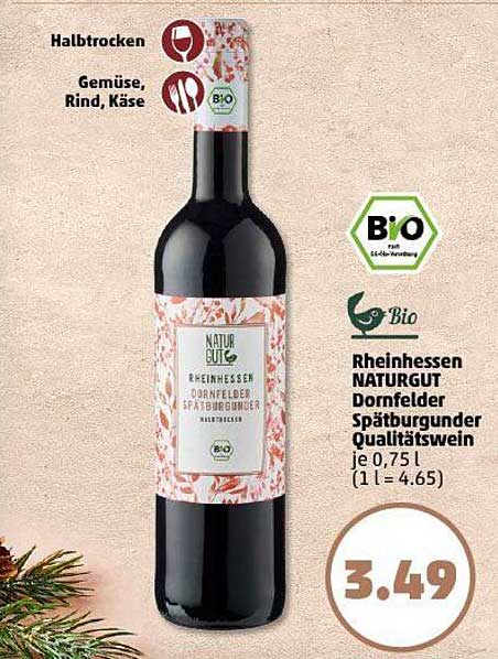 Rhein Hessen NATURGUT Dornfelder Spätburgunder Qualitätswein je 0,75 l