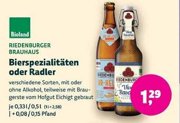 Riedenburger Bierspezialitäten oder Radler