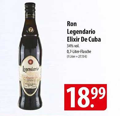 Ron Legendario Elixir De Cuba 34% vol, 0,7-Liter-Flasche