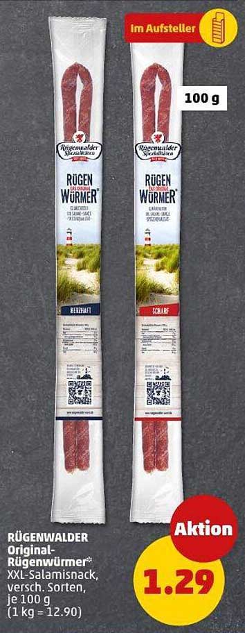 RÜGENWALDER Original-Rügenwürmer XXL-Salamisnack, verschiedene Sorten