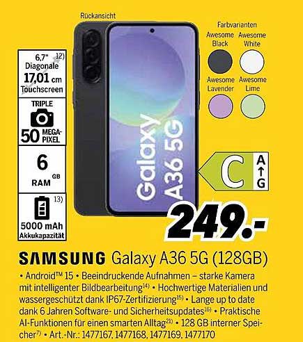 Samsung Galaxy A36 5G (128GB) - Das Smartphone für smartes Surfen