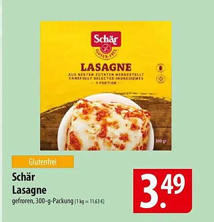 Schär Lasagne, gefroren, 300-g-Packung
