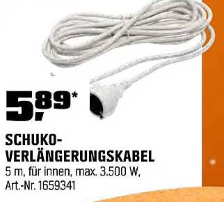 SCHUKO-VERLÄNGERUNGSKABEL 5 M, FÜR INNEN, MAX. 3.500 W, ART.-NR. 1659341