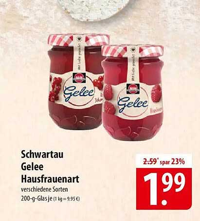 Schwartau Gelee Hausfrauenart verschiedene Sorten 200-g-Glas