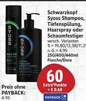 Schwarzkopf Syoss Shampoo, Tiefenspülung, Haarspray oder Schaumfestiger