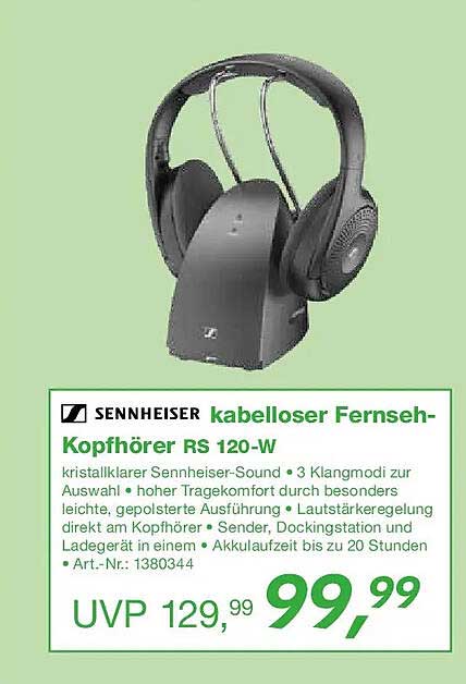 Sennheiser kabelloser Fernsehkophörer RS 120-W