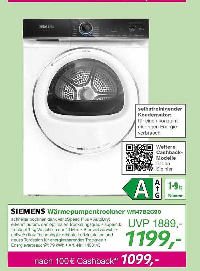 SIEMENS Wärmepumpentrockner WR47B2C90