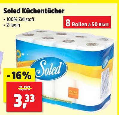 Soled Küchentücher – 8 Rollen à 50 Blatt