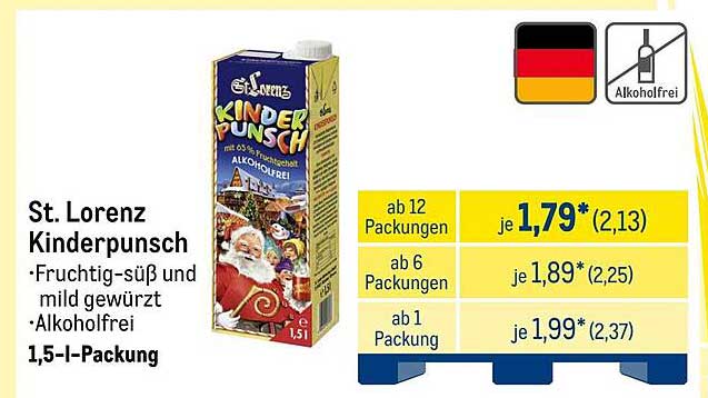 St. Lorenz Kinderpunsch 1,5 l-Packung - Fruchtig und alkoholfrei