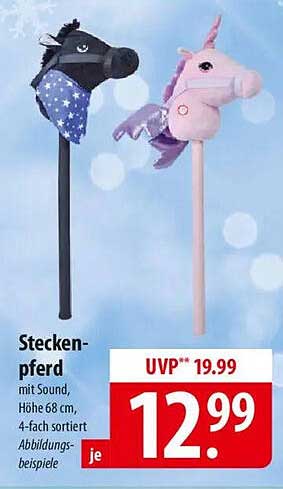 Steckenpferd mit Sound, Höhe 68 cm, 4-fach sortiert