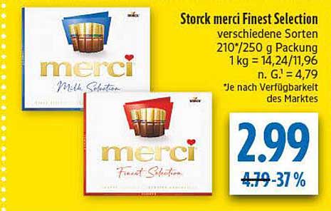 Storck merci Finest Selection verschiedene Sorten 210g/250g Packung