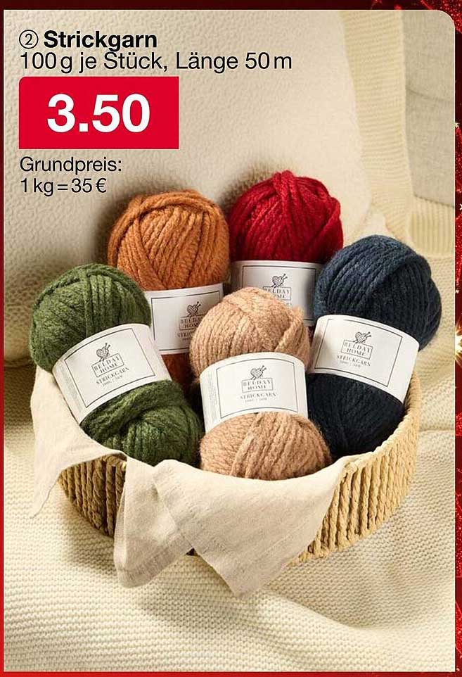 Strickgarn 100 g je Stück, Länge 50 m