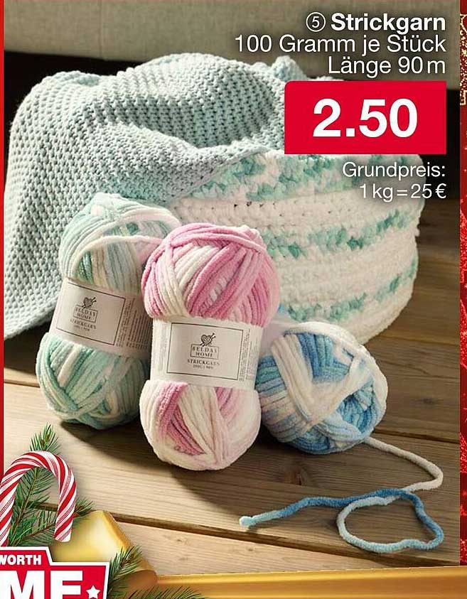 Strickgarn - 100 Gramm je Stück, Länge 90 m