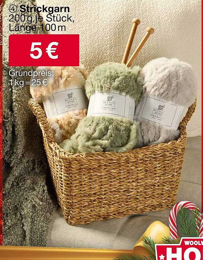 Strickgarn 200 g je Stück, Länge 100 m