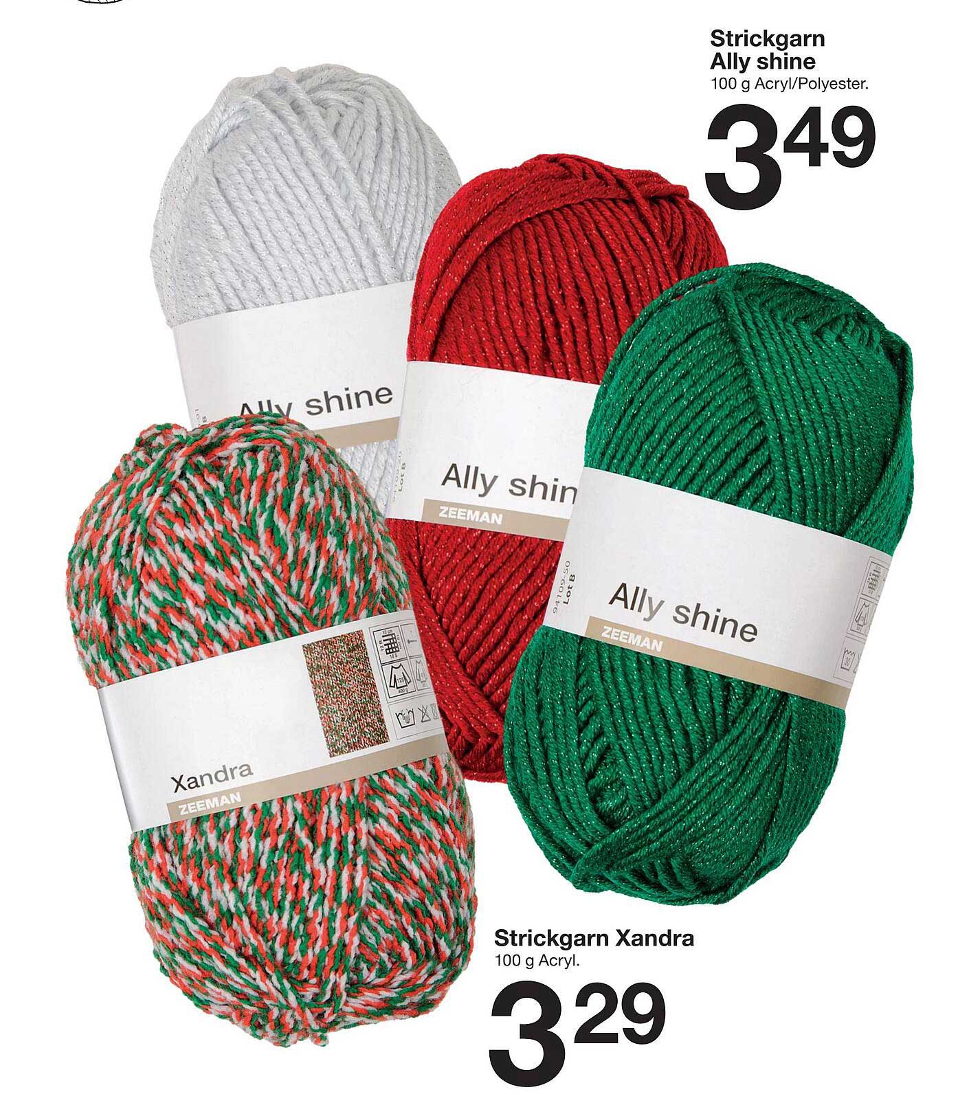 Strickgarn Ally shine und Xandra, 100 g