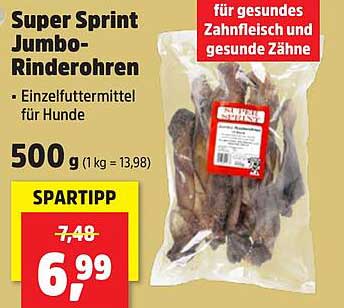 Super Sprint Jumbo-Rinderohren - Einzelfuttermittel für Hunde