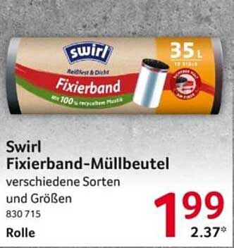 Swirl Fixierband-Müllbeutel verschiedene Sorten und Größen