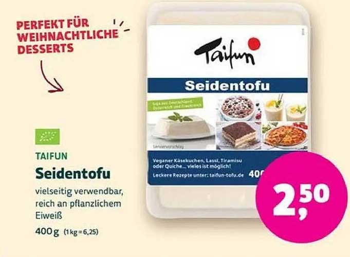 Taifun Seidentofu 400 g - Vielseitig verwendbar, reich an pflanzlichem Eiweiß