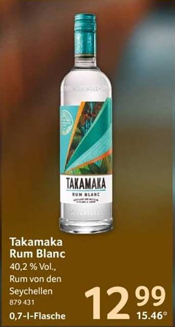 Takamaka Rum Blanc 0,7 l - Hochwertiger Rum von den Seychellen