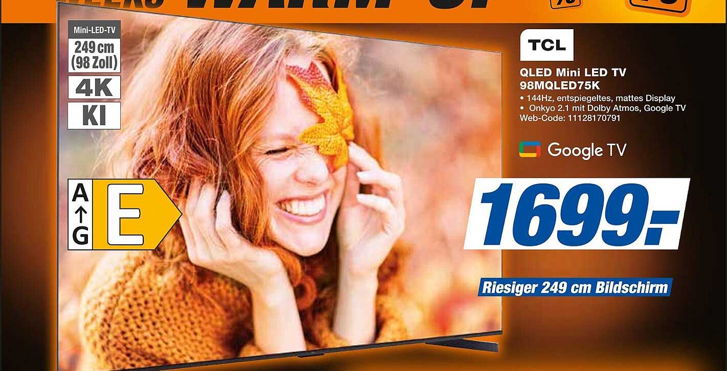 TCL QLED Mini LED TV 98MQLED75K – Riesiger 249 cm Bildschirm