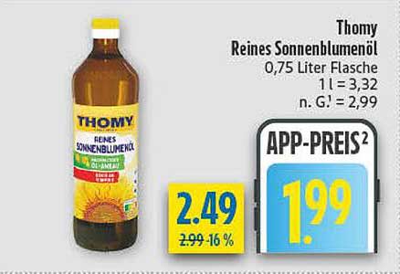 Thomy Reines Sonnenblumenöl 0,75 Liter Flasche