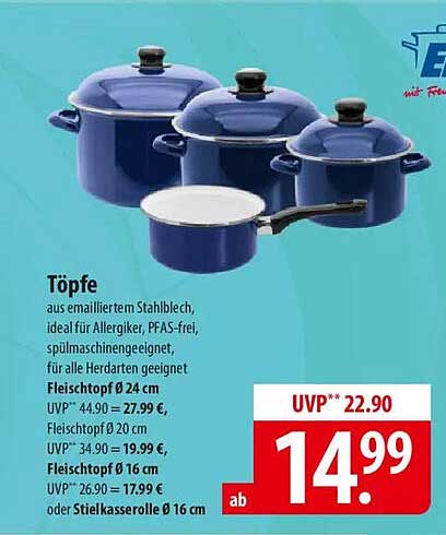 Töpfe aus emailliertem Stahlblech