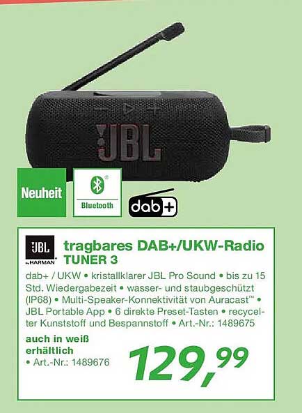 tragbares DAB+/UKW-Radio TUNER 3