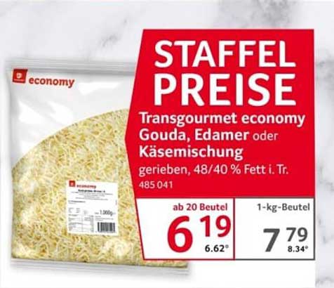Transgourmet economy Gouda, Edamer oder Käsemischung, gerieben