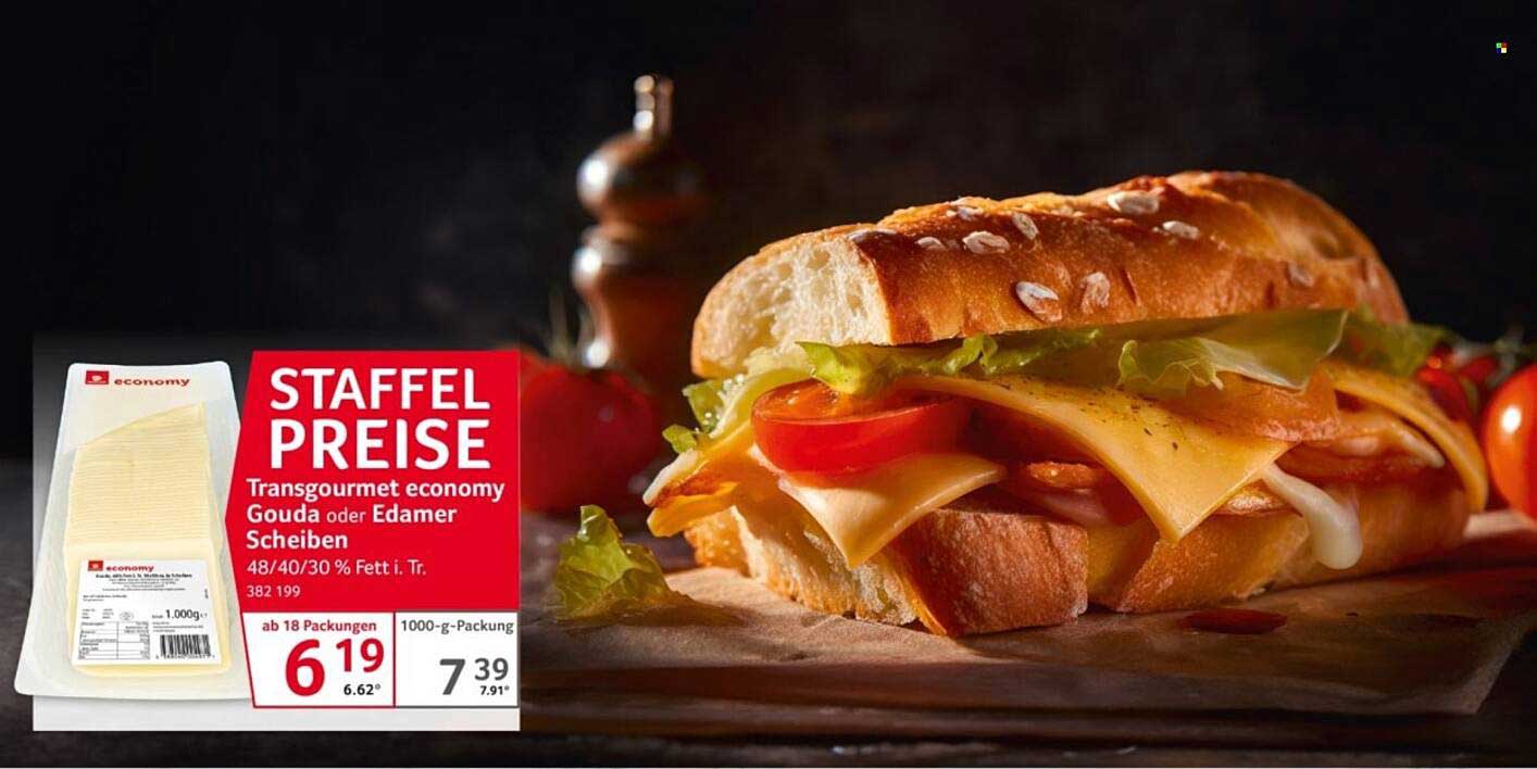 Transgourmet economy Gouda oder Edamer Scheiben