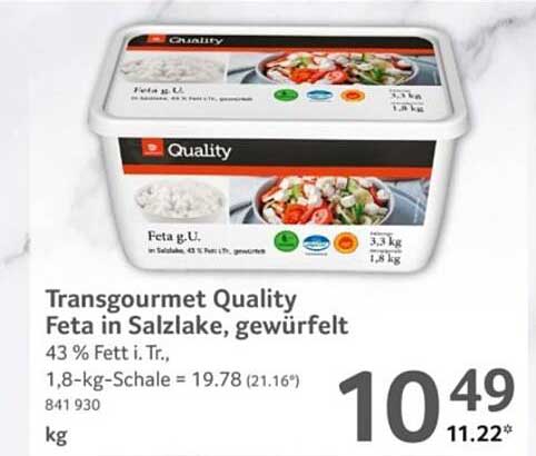 Transgourmet Quality Feta in Salzlake, gewürfelt